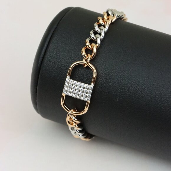 Stylish Rose Gold and Silver Dual Tone Bracelet with Crystal Accent, XPBL0633 : - Picture 5 of 12